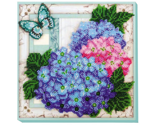 Набір-міді для вишивання бісером "Ніжні гортензії" AMB-004 на натуральному полотні