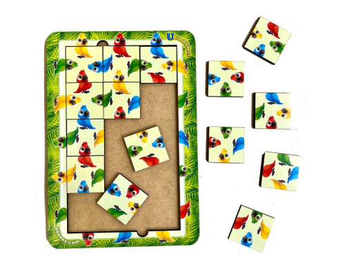 Деревянный пазл Попугайчики Ubumblebees (ПСФ128) PSF128 цвет, счет и направления