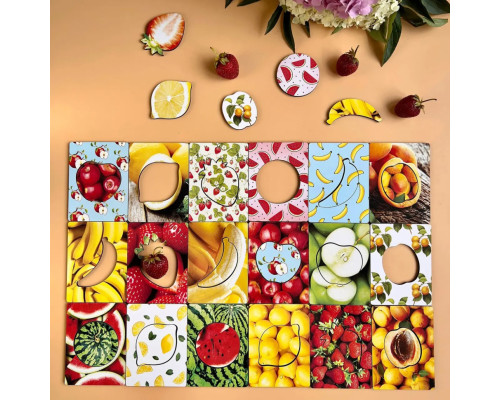 Деревянные Досточки Сегена "Фрукты" Ubumblebees (ПСФ035) PSF035 с узорами