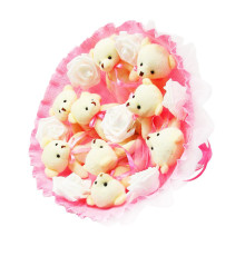 Букет из мягких игрушек 9 мишек 5337IT розовый