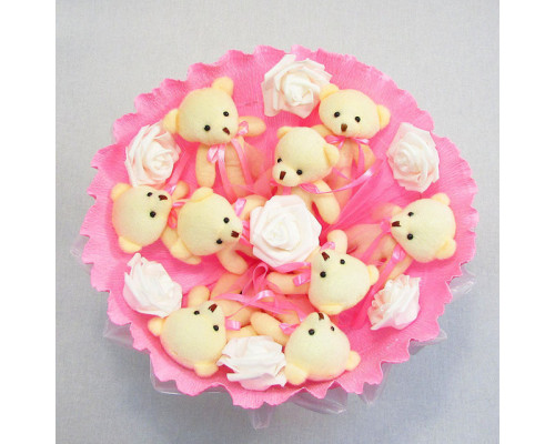 Букет из мягких игрушек 9 мишек 5337IT розовый