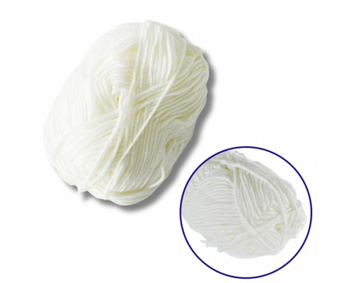 Пряжа фасована петляста NB101, 80% бавовни, 20% молочна клітковина, молочно-білий