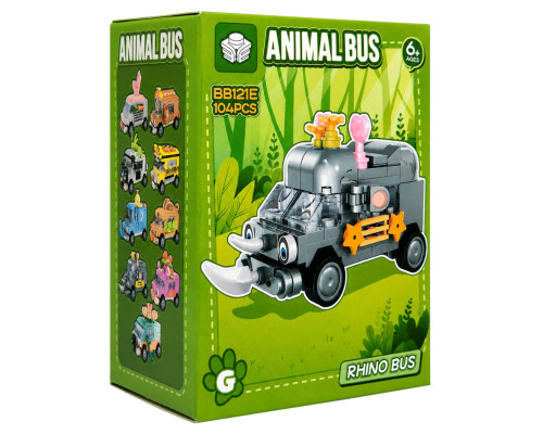 Дитячий конструктор Rhino Bus BB121E-G серії "Animal Bus", 104 деталі