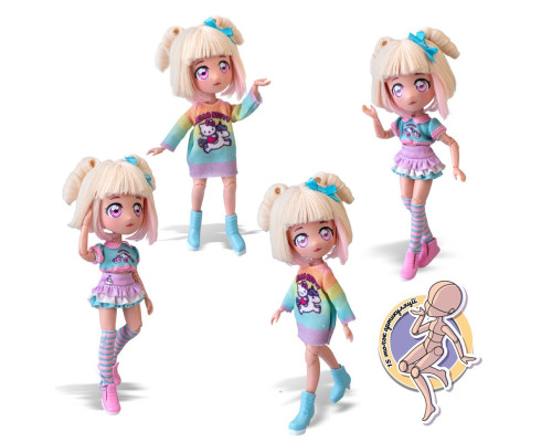 Дитяча лялька "Стильна Цукерка-єдиноріг" 4SF Manga Dolls HKTF2000 серії "Hello Kitty"