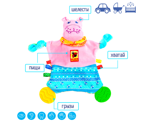 Детская игрушка прорезыватель "Зоо Бегемот Добряк" Macik  МС 160201-02                                                          