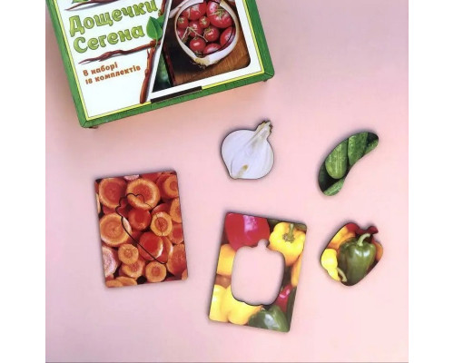 Деревянные Досточки Сегена "Овощи" Ubumblebees (ПСФ036) PSF036  с узорами