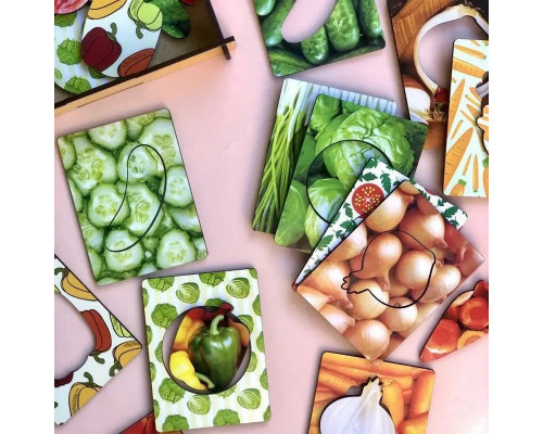 Деревянные Досточки Сегена "Овощи" Ubumblebees (ПСФ036) PSF036  с узорами