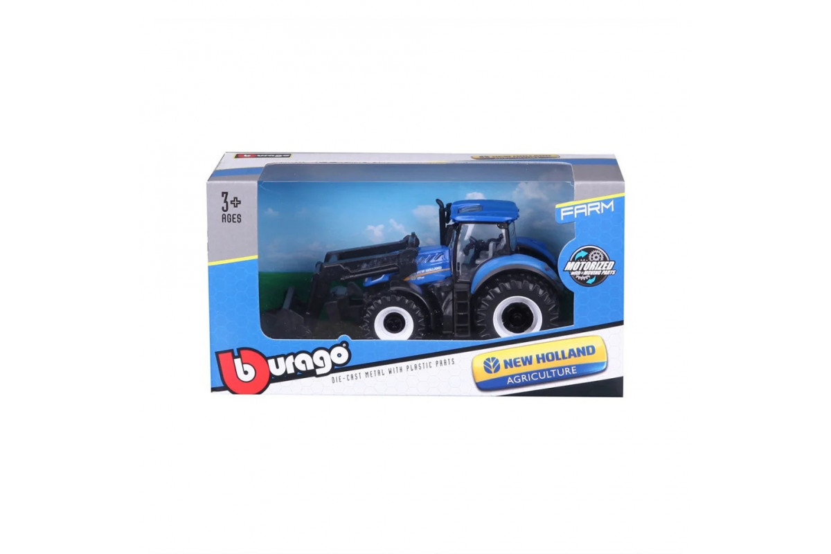 Детская игрушка Трактор "New Holland T7.315" Bburago 18-31632 с фронтальным погрузчиком