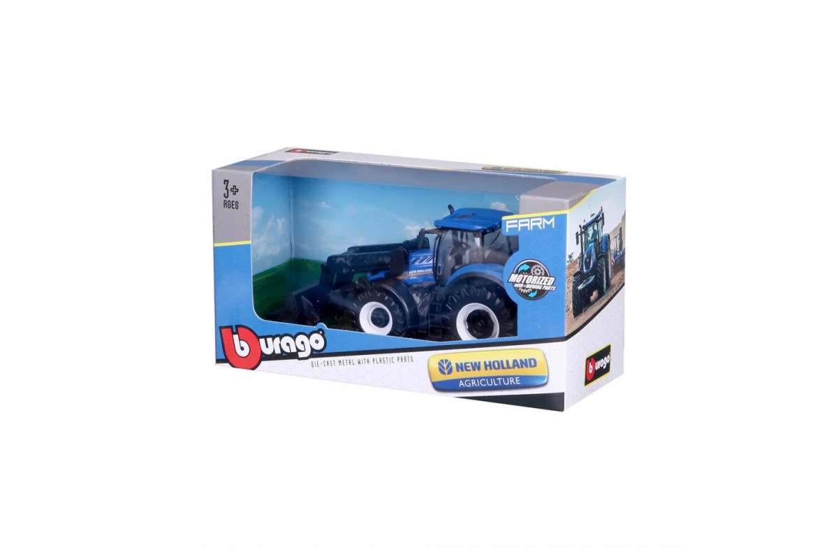 Детская игрушка Трактор "New Holland T7.315" Bburago 18-31632 с фронтальным погрузчиком