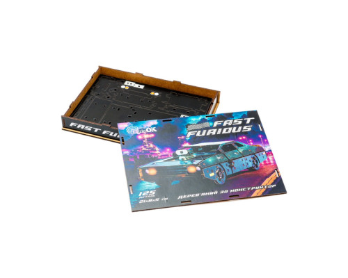 Дерев'яний 3D конструктор "Fast Furious" Puz-62519, 125 деталей, чорний