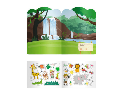Дитяча інтерактивна книжка з багаторазовими наліпками "Джунглі" 1559003
