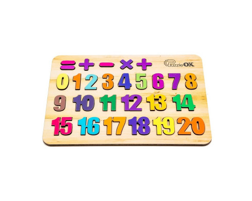 Деревянный пазл-вкладыш "Цифры" Puz-11230 А4, 27 элементов