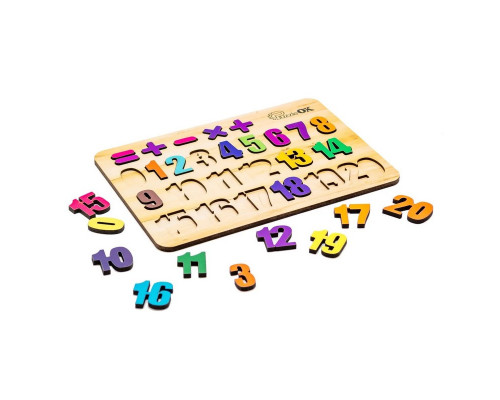 Деревянный пазл-вкладыш "Цифры" Puz-11230 А4, 27 элементов