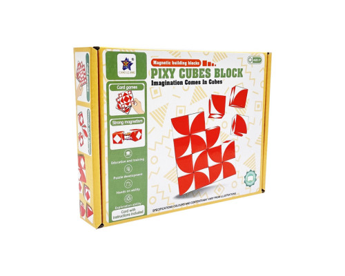 Детская игра-головоломка "Магнитные кубики" FD136(Red) 16 элементов, 8 карт