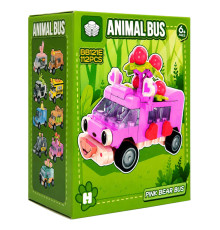Дитячий конструктор Pink Bear Bus BB121E-H серії "Animal Bus", 112 деталей