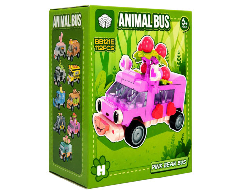 Дитячий конструктор Pink Bear Bus BB121E-H серії "Animal Bus", 112 деталей