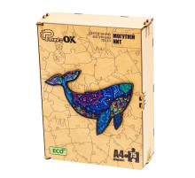 Фигурный деревянный пазл A4 "Могучий Кит" PuzA4-04126, 75 деталей