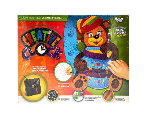 Набір для творчості "Creative clock: Ведмідь" СС-01-05 гліттер, годинниковий механізм