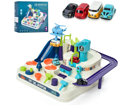 Дитячий ігровий набір "Трек" T802A 4 машинки, вертоліт, рухомі деталі