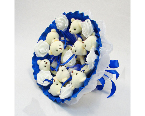 Букет из мягких игрушек 9 мишек 5339IT синий