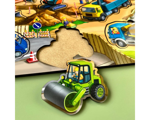 Деревянный пазл-вкладыш "Строительная площадка" Ubumblebees (ПСД123) PSD123, 9 элементов