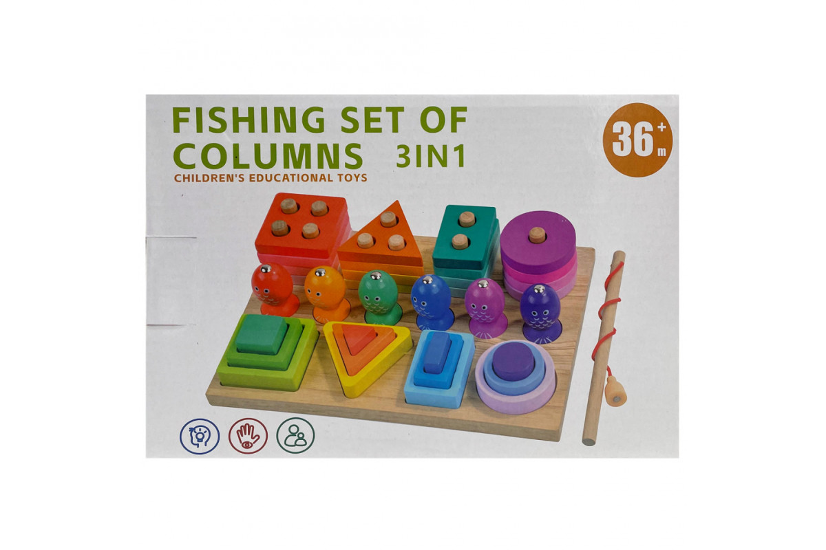 Дерев'яна іграшка магнитная рыбалка 3 в 1 C15002
