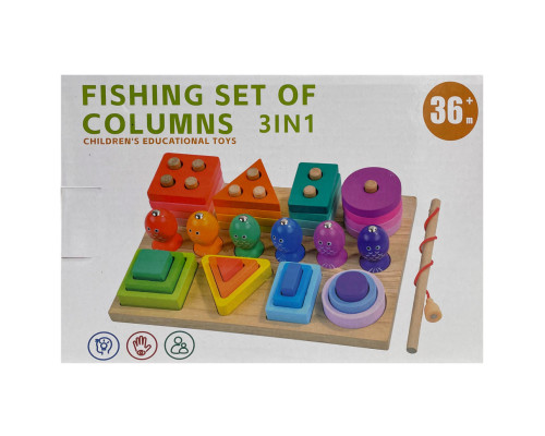 Деревянная игрушка магнитная рыбалка 3 в 1 C15002