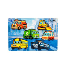 Деревянный пазл-вкладыш "Умный мир: Городской транспорт" Puz-88747 А5, 18 элементов