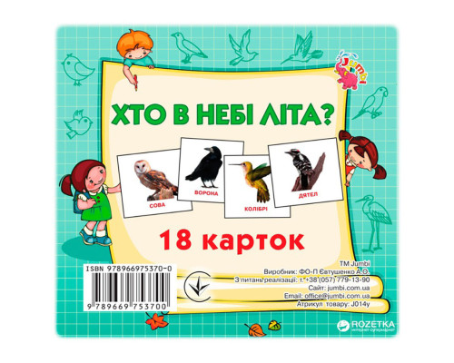 Развивающие карточки для детей Кто в небе летает J014y, 18 картинок