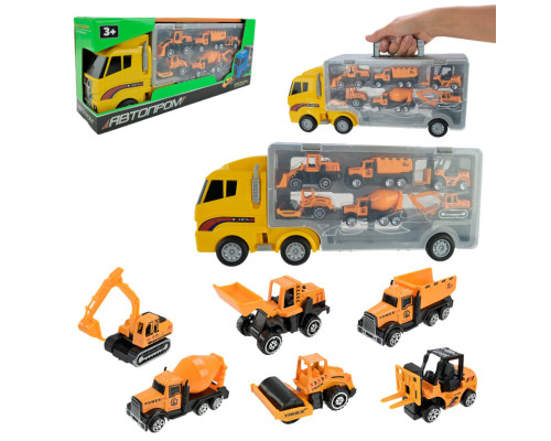 Детский трейлер с машинками PS006-4 в наборе 6 машинок