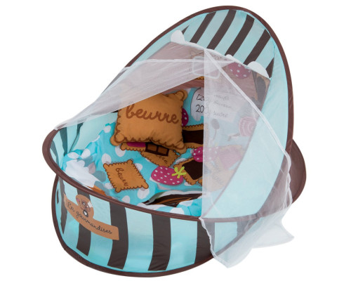 Коврик-манеж для младенца 66526A 2в1, дуга, подвески, играет музыка Голубой