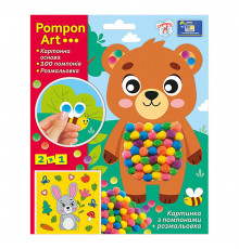 Набор для творчества Медведь Pompon Art 10100692, 100 помпонов и раскраска