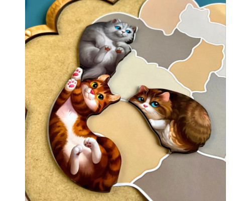 Деревянный пазл-вкладыш "Котики-муркотики" Ubumblebees (ПСФ133) PSF133