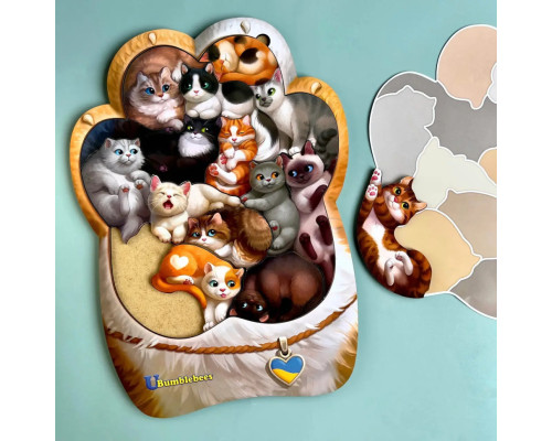 Деревянный пазл-вкладыш "Котики-муркотики" Ubumblebees (ПСФ133) PSF133