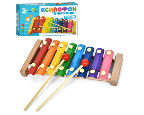 Деревянная игрушка "Ксилофон" MD 1378 палочки 2 штуки, 8 оттенков