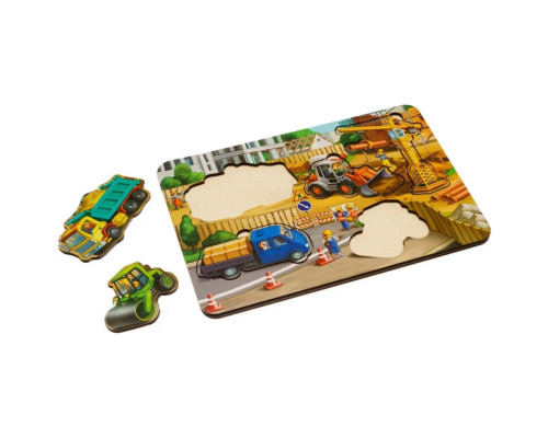 Деревянный пазл-вкладыш "Строительство - 3" Ubumblebees (ПСД147) PSD147 маленький