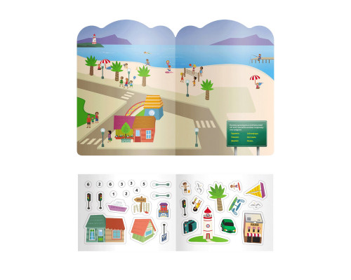 Дитяча інтерактивна книжка з багаторазовими наліпками "Місто" 1559001