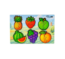 Дерев'яний пазл-вкладиш "Розумний світ: Веселі фрукти" Puz-88749 А5, 18 елементів