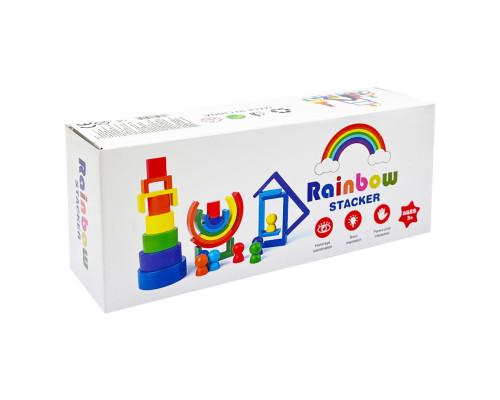 Деревянная игрушка "Радуга-балансир" C15025, 27 разноцветных фигур