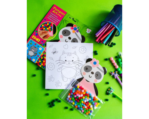 Набір для творчості Панда Pompon Art 10100691, 100 помпонів та розмальовка