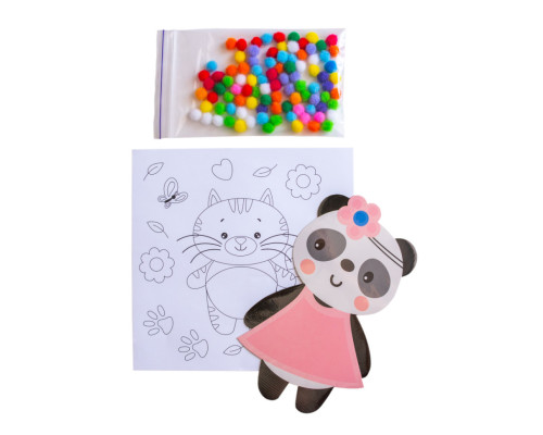 Набір для творчості Панда Pompon Art 10100691, 100 помпонів та розмальовка