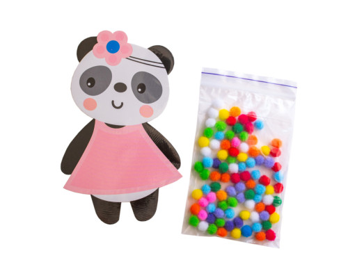 Набір для творчості Панда Pompon Art 10100691, 100 помпонів та розмальовка