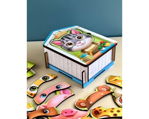 Деревянный пазл-вкладыш "Собери животных" Ubumblebees (ПСФ134) PSF134, 39 деталей