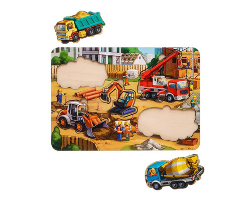 Деревянный пазл-вкладыш "Строительство - 4" Ubumblebees (ПСД146) PSD146 маленький