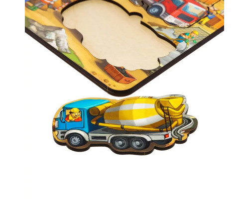 Деревянный пазл-вкладыш "Строительство - 4" Ubumblebees (ПСД146) PSD146 маленький