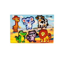 Деревянный пазл-вкладыш "Умный мир: Дикие животные" Puz-88750 А5, 18 элементов