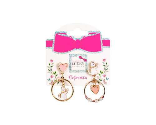 Детские серьги "Fashion Котики" T24633 розовые
