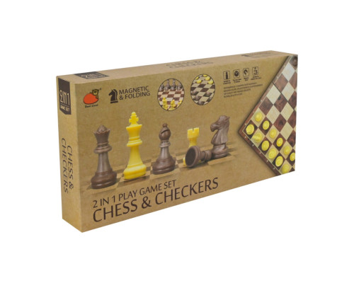 Набор настольных игр "Магнитные шахматы, шашки" 2 в 1 2458, 30,5х30,5х2 см