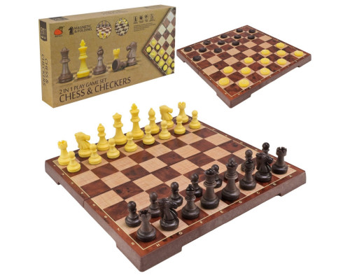 Набор настольных игр "Магнитные шахматы, шашки" 2 в 1 2458, 30,5х30,5х2 см
