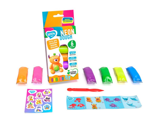 Набір тісту для ліплення "Neon Assorted" TM Lovin 41197, 6 кольорів